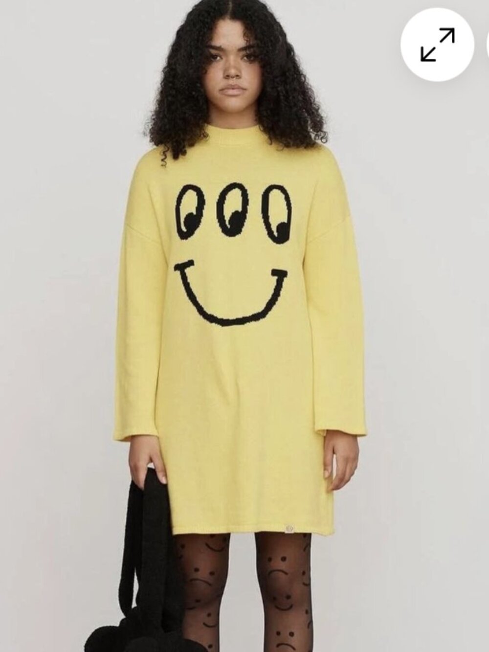 Lazy Oaf Strange Face Happy Sad Oversized Cotton Sweater Dress Size Small